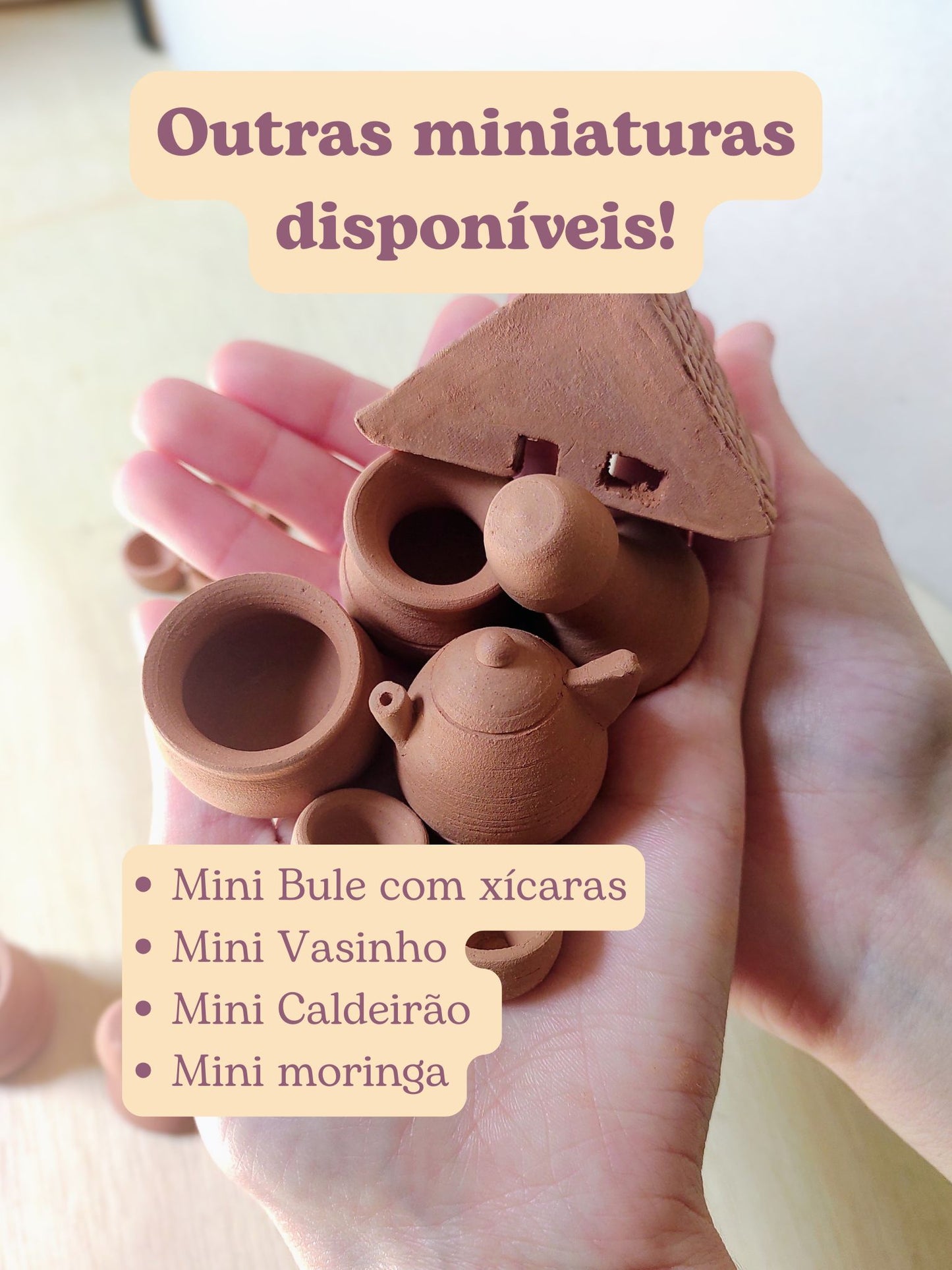 Mini bule de cerâmica com 2 xícaras - Personalizado | Temolda