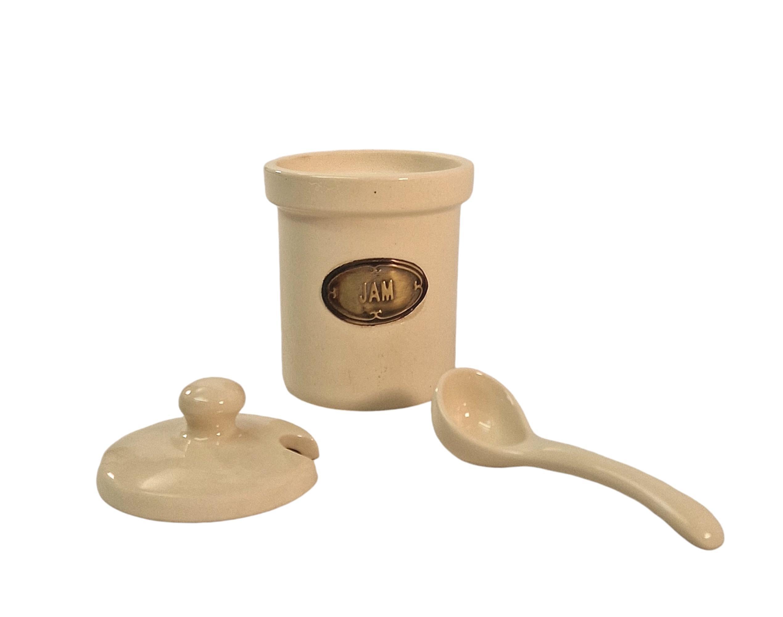 Pote de cerâmica para geleia com colher de cerâmica - Scarthingwell