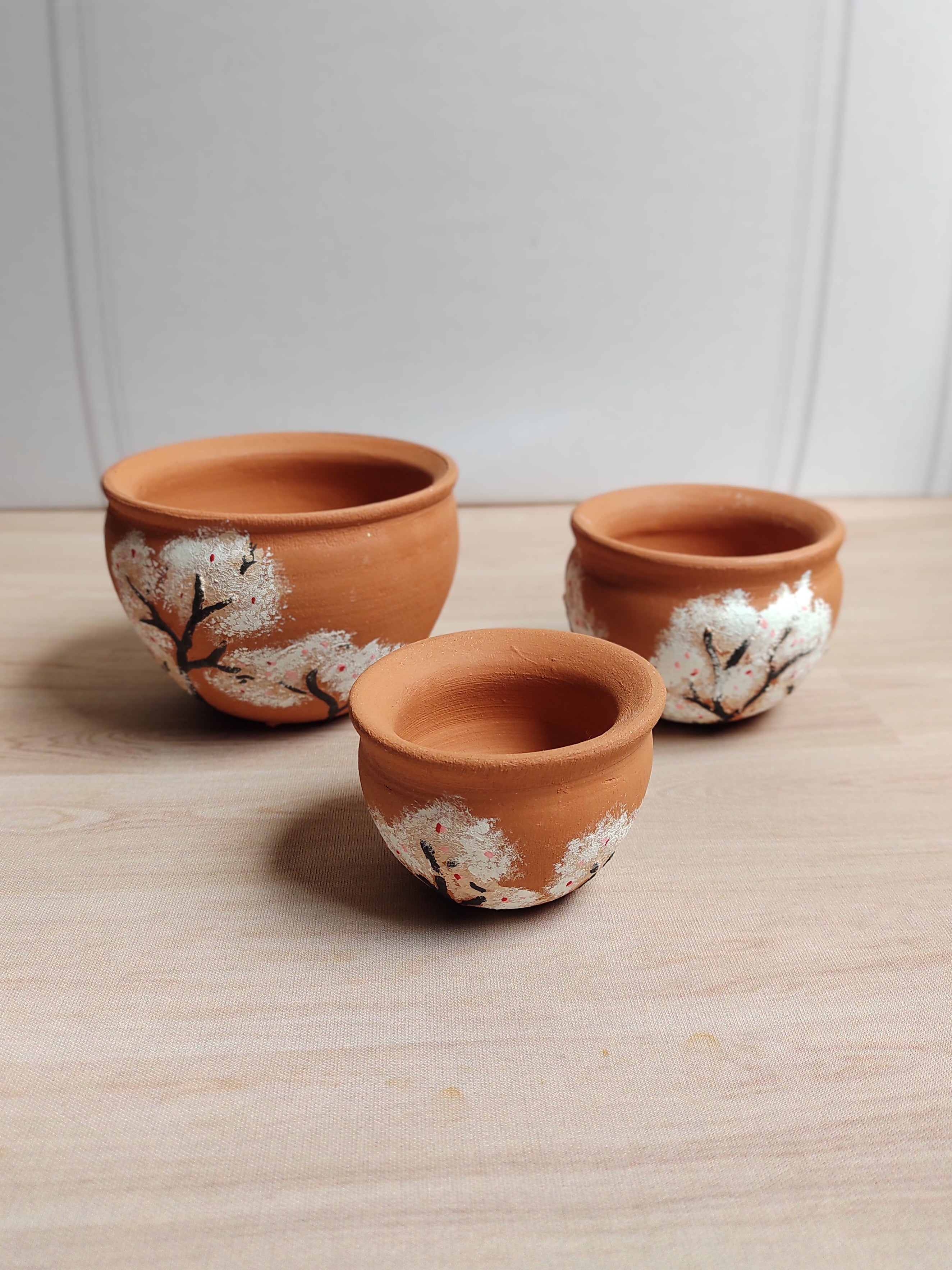 Trio de vasos cascata com pintura a mão - Decore o ambiente naturalmente | Temolda