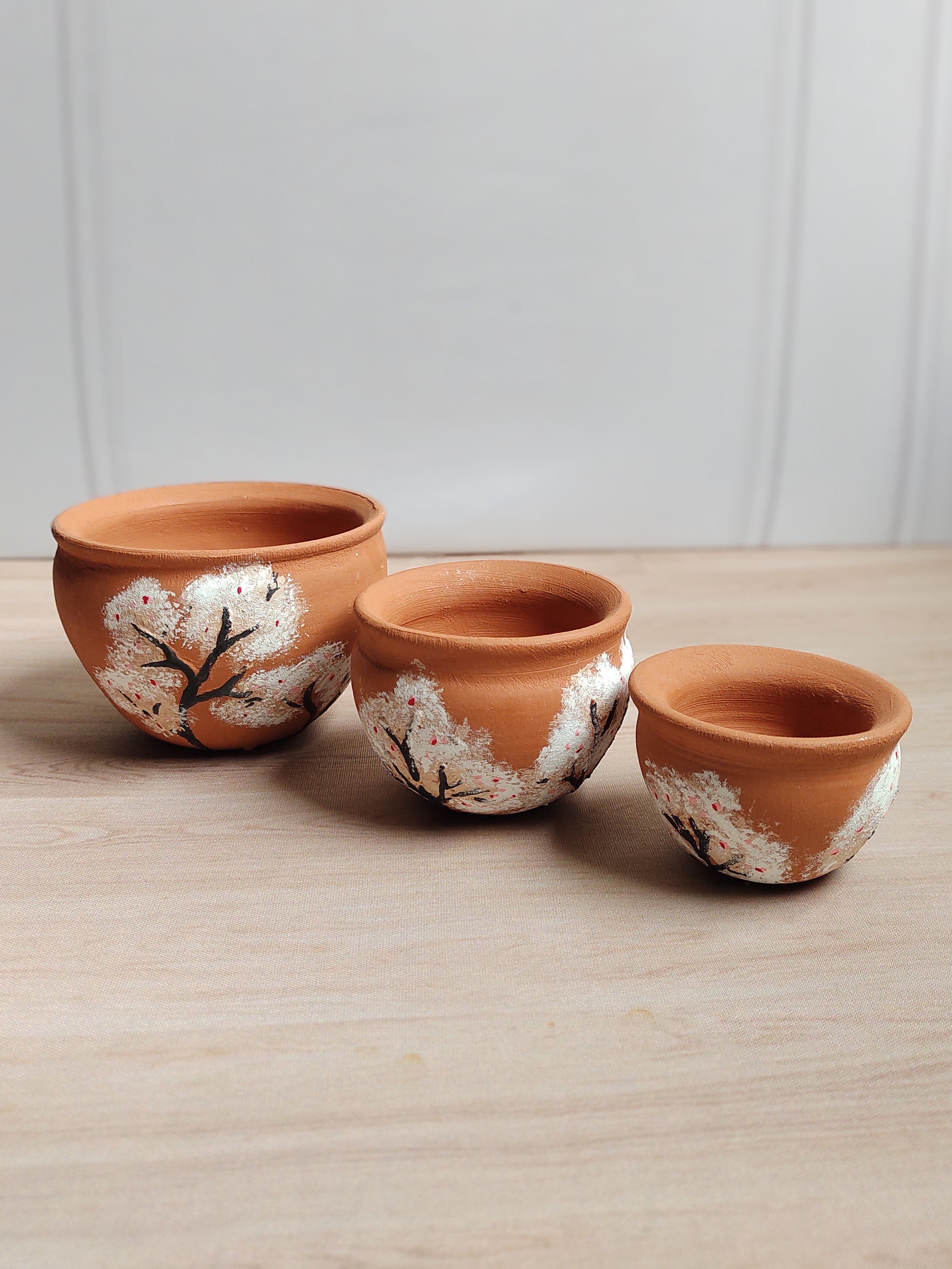 Trio de vasos cascata com pintura a mão - Decore o ambiente naturalmente | Temolda